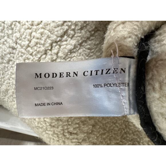 Modern Citizen Madison Coat Contrast Trim Full-Zip Teddy Jacket Cream XS - Picture 8 of 11